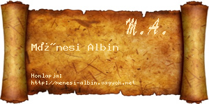 Ménesi Albin névjegykártya